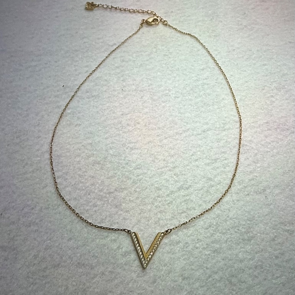 NEW Swarovski Delta V Necklace Rose Gold Crystal Pave 15" | 5140120 - Picture 5 of 7